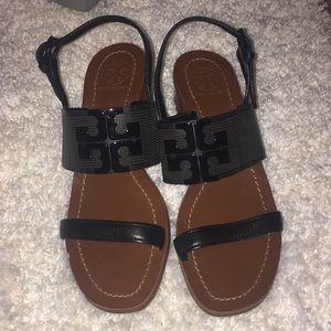 WORN ONCE!! Tory burch black size 6.5 sandals!